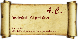 Andrási Cipriána névjegykártya